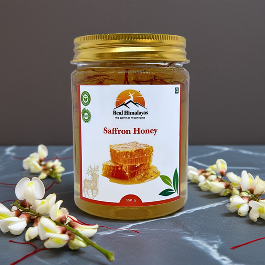 Saffron Infused Honey by Real Himalayas – Pure, Natural, and Rich in Health Benefits - 350g